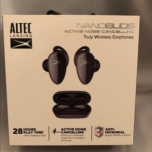 Altec Lansing NanoBuds Black Wireless noise cancelling Earphones NIB
